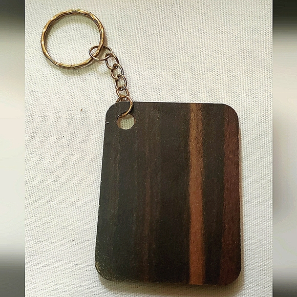 NEW Handcrafted Keychain Bag Tag! Italian Wood SD4. "I LOVE My Bag!" Wood Heart. - Picture 2 of 6